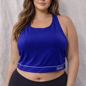 Ribbed Crop Tank Top Womens 2XL Racerback Stretch Y2K Lounge Bralette Athletic
